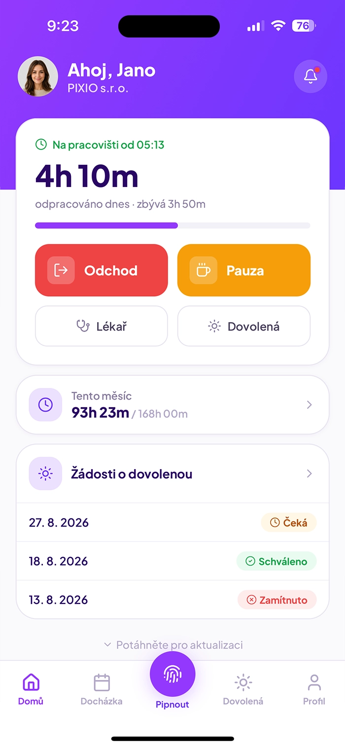 Mobilní aplikace Pipni.to